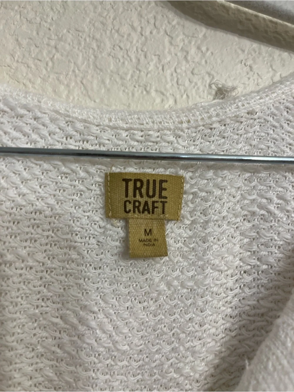 True Craft Cream Waffle Knit Hooded Pullover